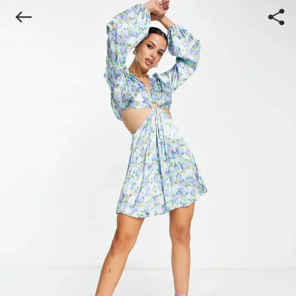 Topshop floral mini dress (Size 8) - Picture 4 of 7